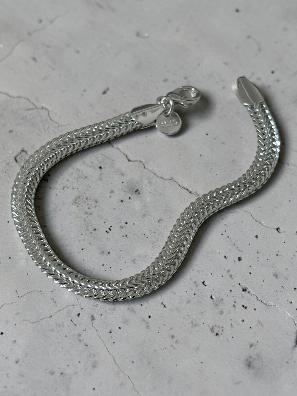 Women’s Braided Sterling Silver Bracelet with Lobster Clasp 8in